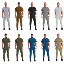 Mens Rompers One-piece Jumpsuit Dust-free Workshops Overalls Front Zip Garages