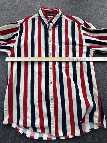 Nautica Shirt Mens Medium Red White Blue Striped Button Down Corduroy Vintage - Picture 5 of 11