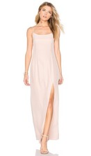  380 STONE COLD FOX Beige Silk Slit Front Maxi Dress Wedding Party
