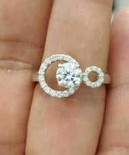 2 Ct Round Cut Simulated Diamonds Wedding Double Circle Ring 925 Sterling Silver