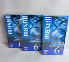 3 Maxell Video Cassette GX-Silver Blank VHS Tapes T-120 6 hr NEW Sealed