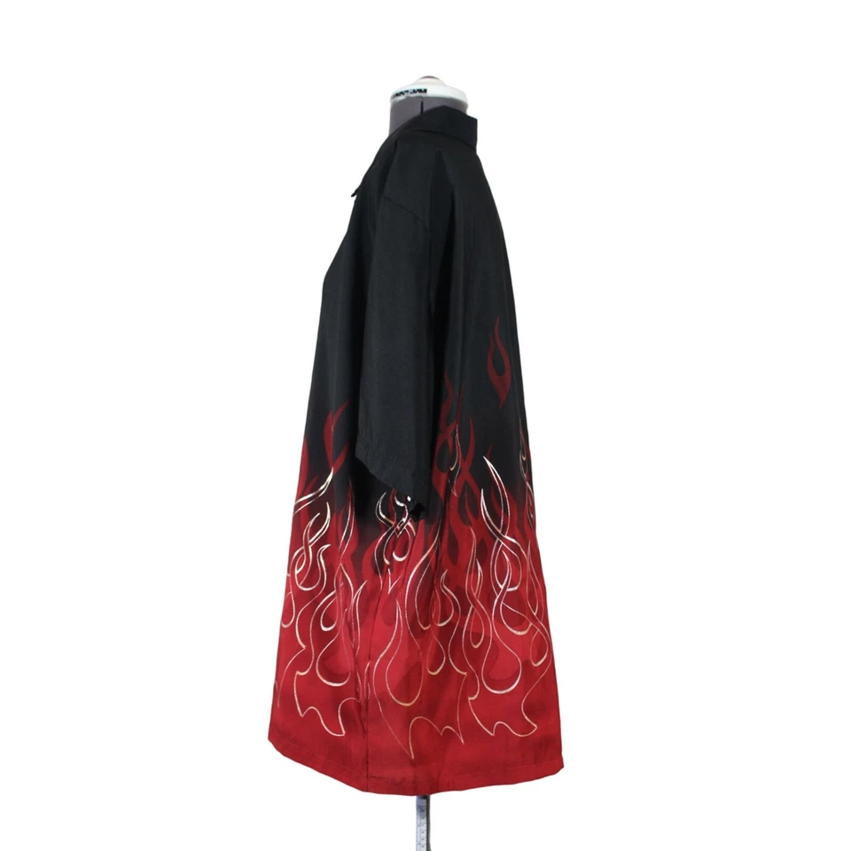 Camisa ODO Hombre Vintage Rojo Fuego Pintado Manga Corta Botón Delantero L Foto 2 de 4