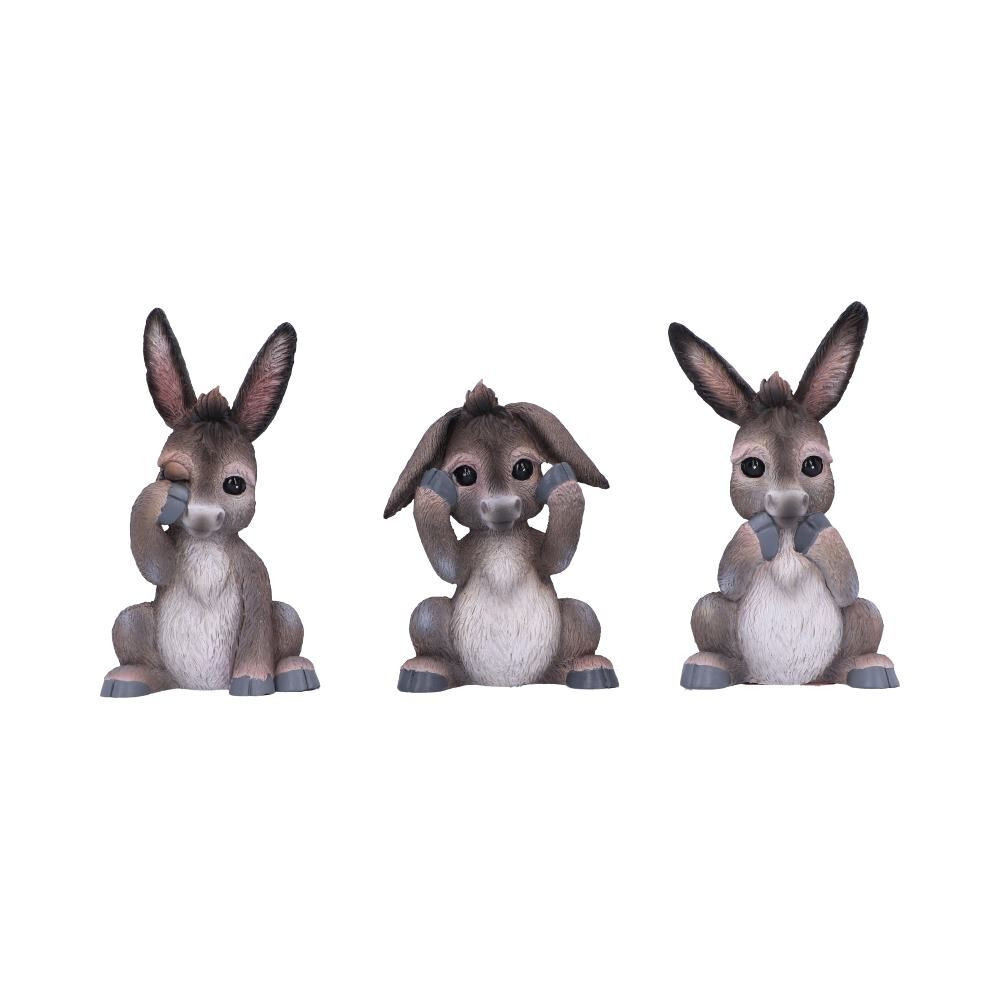 Animal Ornament Figurine Three Wise Donkeys See Hear Speak No Evil - Nemesis Now