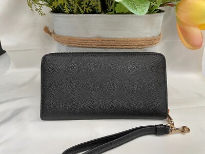 小物 3/C LONG ZIP WALLET BLACK Coach Long Zip Around Wallet in Black or Signature Canvas