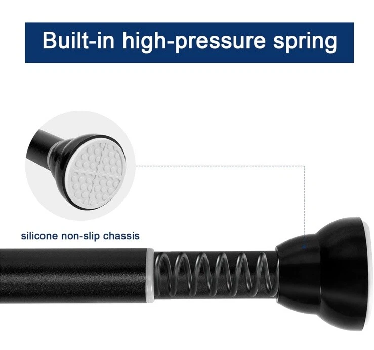 "Varilla de cortina de tensión de 27"" a 43"" para puerta de ventana o ducha barra de tensión de resorte negro" Foto 3 de 4