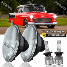 Pair 7" Inch Round LED Headlights Hi/LO Sealed Beam for Chevy Bel Air 1955-1957