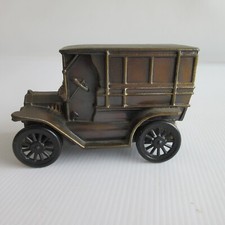 VTG Antique Car Metal Coin Bank First National Bank Leesport Blandon PA