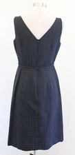 David Meister Black Houndstooth Embossed V Neck Sheath Dress Sz 6 Career Office