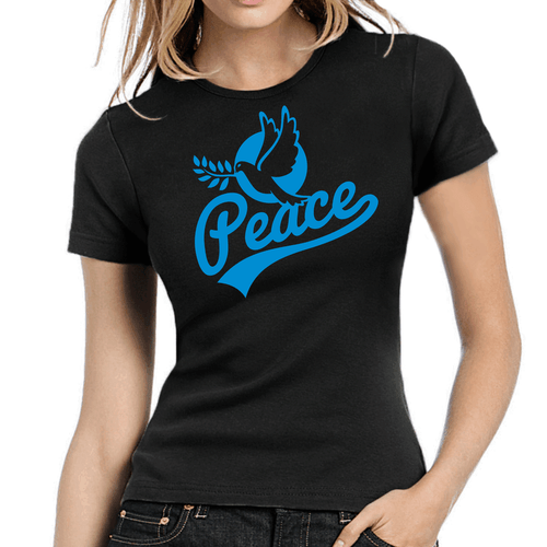 Peace Friedenstaube Frieden Dove of Demo Politik Women Lady Damen Girlie T-Shirt - Bild 2 von 3