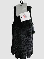 Gloves, 3M Thinsulate insulation, men's knit ribbed gloves, One Size Dark Grey