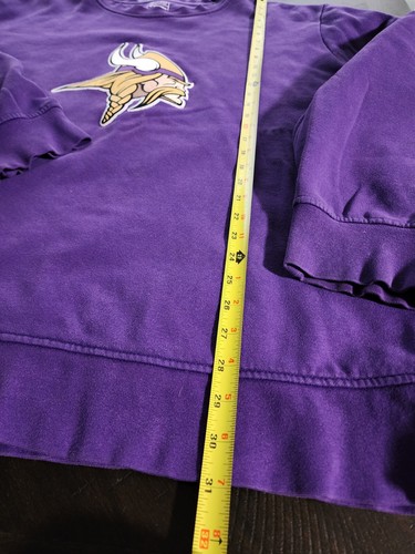 VTG Purple Minnesota Vikings Patch Crewneck Sweatshirt NFL Pro Line Mens 3XL - Picture 8 of 8