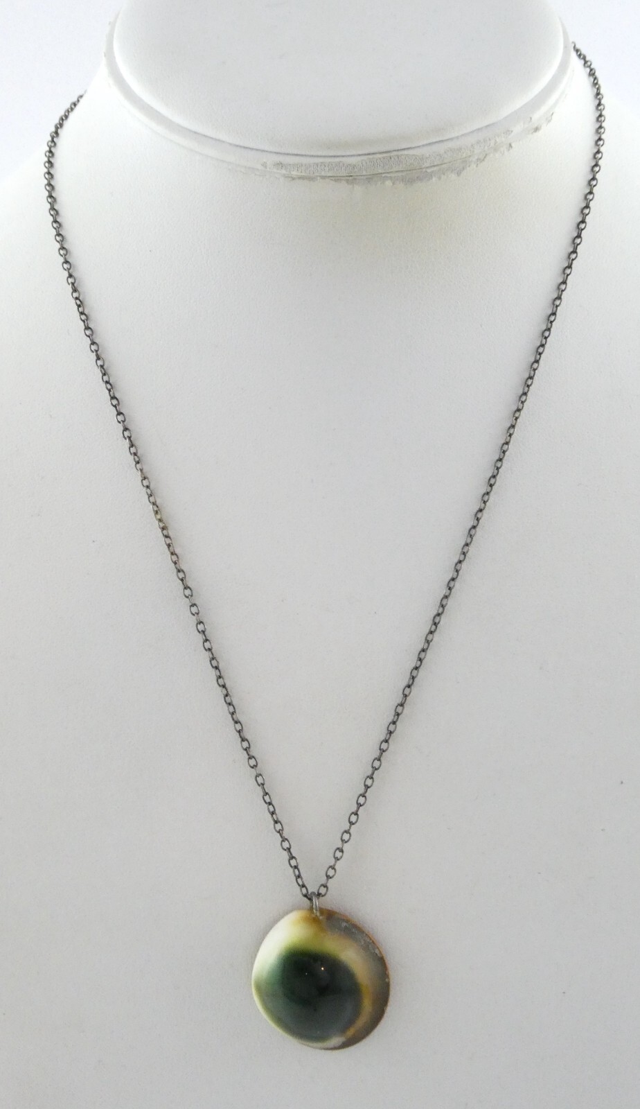 Sterling Silver Snail Shell Operculum Pendant Nec… - image 2