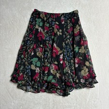 Lauren Ralph Lauren Floral Chiffon Skirt Size 4 Multi Color Patchwork Flowy Y2K