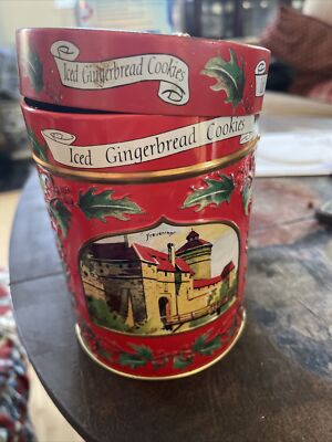 1999 Lambertz Aachen Cookies Musical Collectable Tin Plays ''Deck the Halls''