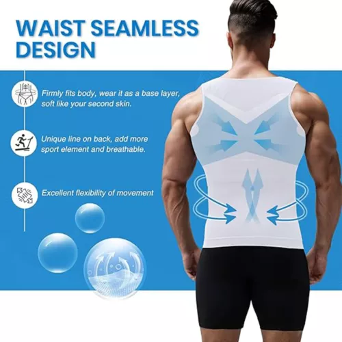 Mens Slimming Body Shaper Tank Top Abdomen Gynomastica Compression Vest Shirt - Picture 5 of 21