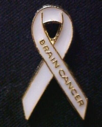 Spilla cancro al cervello consapevolezza nastro grigio lettere oro cloisonne bavero tac nuova - Foto 8 di 8