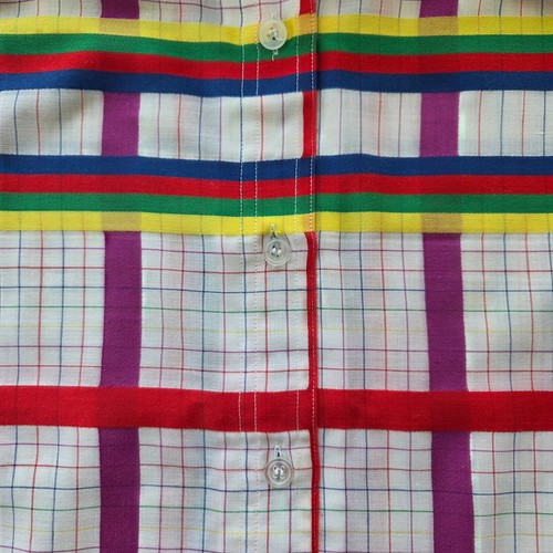 VTG Rainbow Plaid Women's 12 S M Unisex Evan Picone Pointed Collar Button Front - Picture 5 of 9