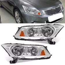 Pair Chrome Headlights For 2008 2009 2010 2011 2012 Honda Accord HeadLamps LH+RH