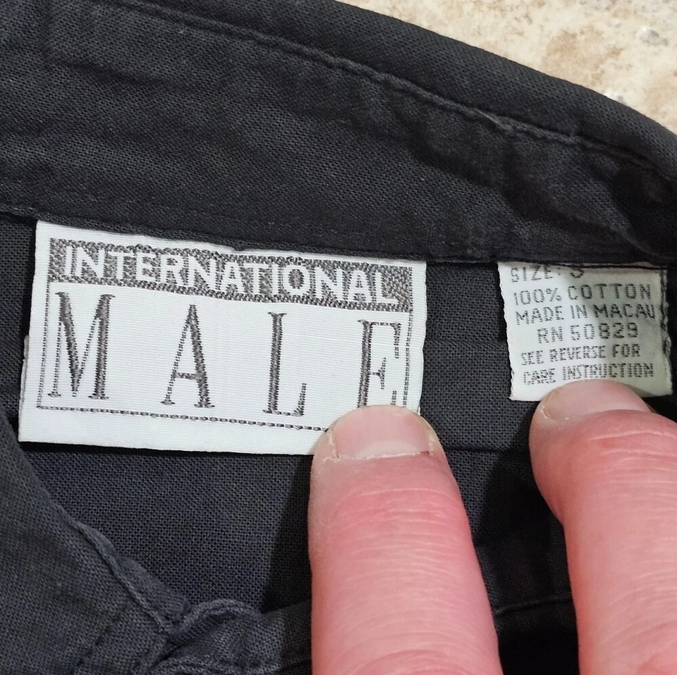 Camisa Esmoquin Internacional Hombre Manga Larga Hombre Pequeña Negra Clásica Retro Fiesta Foto 4 de 4