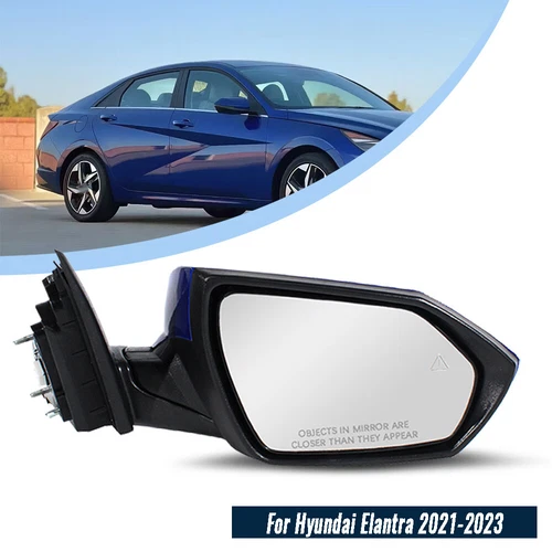 For 2021-2023 Hyundai Elantra Right 7-pin Heated Rear mirror W/ Blind Spot Blue