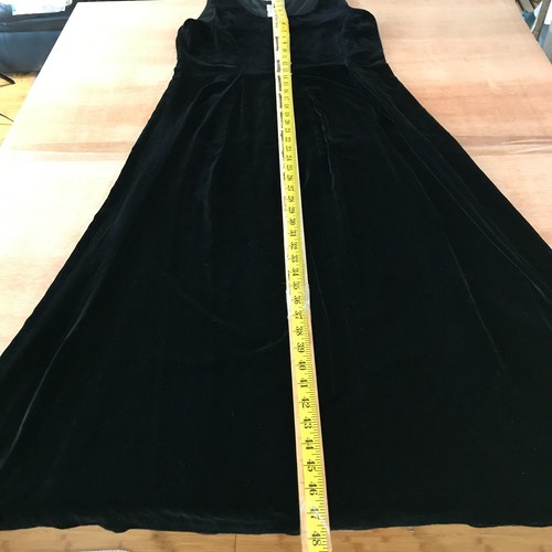 Laura Ashley Velvet Tank Maxi Dress Women 8 Black Scoop Viscose Silk Lined - Picture 5 of 11