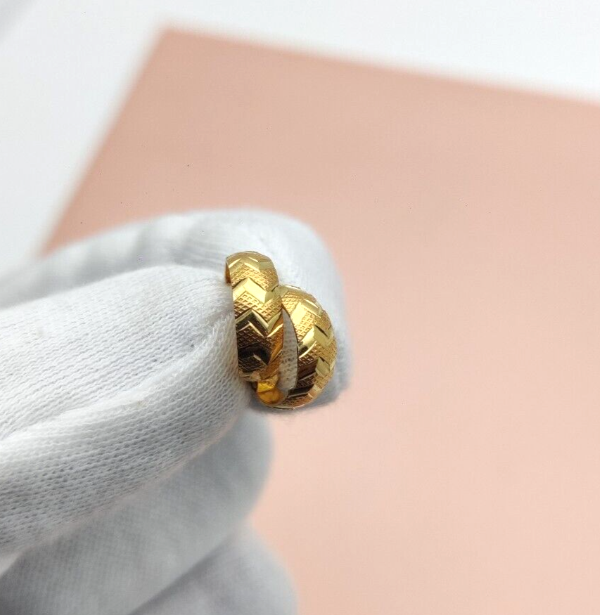 耳環　金環　①②まとめて 10k Yellow Gold Hoop Earrings 13mm Medium Hinged Hoops