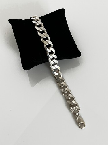 Bracciale Vintage Argento Sterling Pesante Cubano Curb Catena Link 59,8 Grammi 9" L - Foto 2 di 7