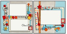 Cute as A Button - PRINTED 12 x 12' Scrapbook Layoututs  -Olivia Pieces