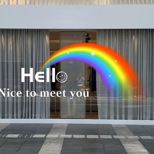Office Shop Rainbow Glass Static Cling Stickers Showcase Colorful Window Decals - Picture 4 of 5