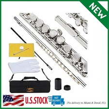Closed Hole C Flute With Case Tuning Rod and Cloth Gloves Nickel Siver