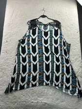 APT. 9 Women's 3X Cold Shoulder Top Black Multicolor Rayon Spandex