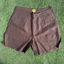 New • Golf Wang Tyler The Creator Grand Logo Brown 100% Linen Shorts | 34