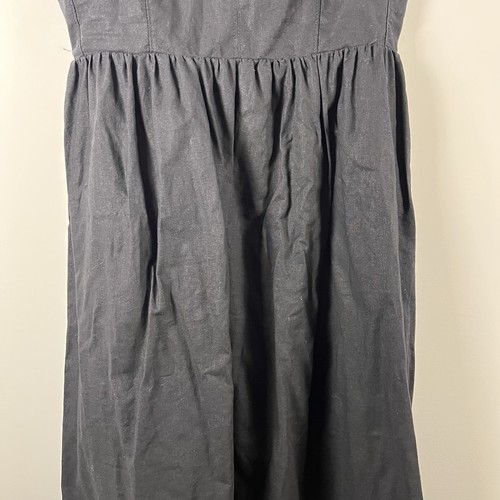 H&M Linen Blend Womens Black Spaghetti Strap Midi Dress Size M Summer Minimalist - Picture 3 of 12