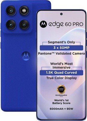 Motorola Edge 60 Pro 5G - Factory Unlocked Dual SIM - 12GB - 256Gb - Dazzling Blue
