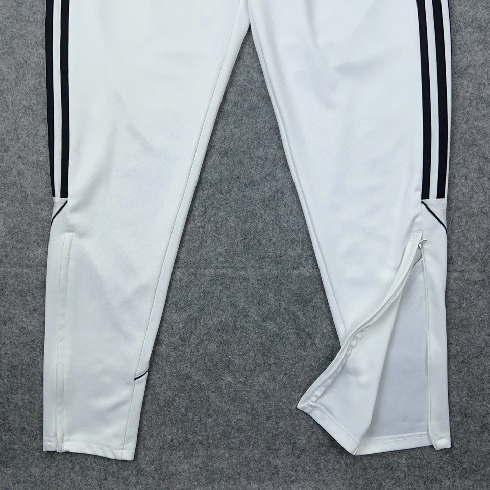 Adidas Pants Mens Medium White Track Joggers Running Side Stripe Gym Ankle Zip - Image 3 of 4