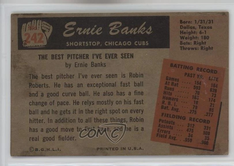 1955 Bowman Ernie Banks #242 HOF - Imagem 2 de 2