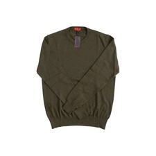 1100 ISAIA NAPOLI Dark Green Sweater Crewneck 100 Wool Size S