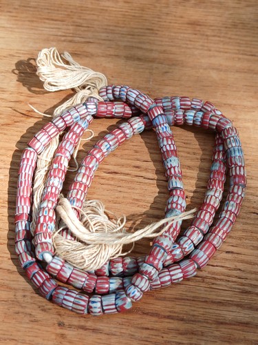 Antique Venetian Awale Chevron African Glass Trade Beads 30" 19th Cent. Original