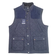 Jos A Bank Quilted Vest Herringbone Wool Tailored Fit Collar Buckle Men XL