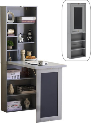 Folding Desk with Storage,Foldable Convertible Writing Table with Blackboard and