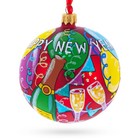 New Year Celebration Glass Ball Ornament 4 Inches