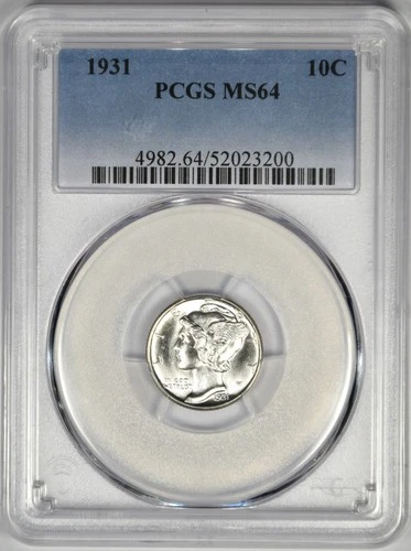 1931 MERCURY DIME ~ PCGS MS64 ~ BLAST WHITE!