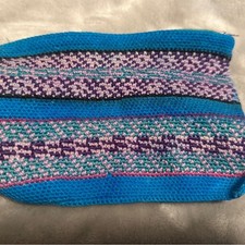Vintage Textile Geometric Woven Zippered Bag