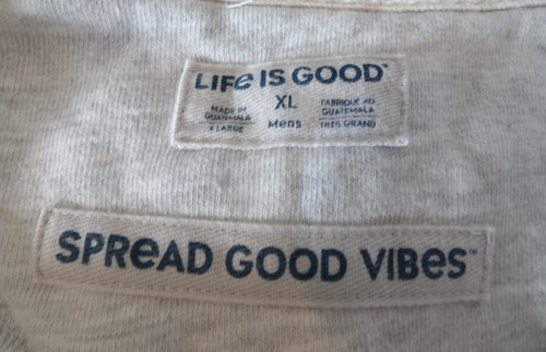 Excellent Gray LIFE IS GOOD "Log On" Long Sleeve Hoodie w/Center Pocket - XL - Picture 3 of 3