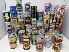 Vintage Lot of 36 Empty Beer Cans - Domestic & Foreign - Redding