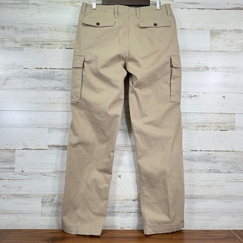 Lands' End Mens 32x33 Traditional Fit Cargo Pants Casual Utility Khaki Beige Tan - Picture 2 of 12