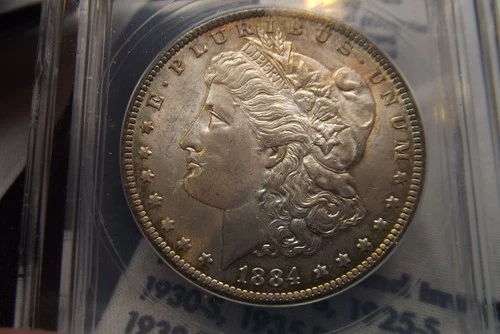 1884-O Lovely Morgan Silver Dollar ANACS MS63 Colorful Rims