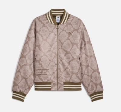 PUMA スカジャン　希少　ブラウン×ゴールド×ピンク　ボンバージャケットY2K Puma Special Items Year Of The Snake College Full Zip Jacket Men's