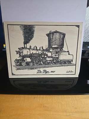 The Flyer 1907  Train Engine by David Christensen Ceramic Etching