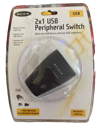 Belkin USB 2x1 Peripheral Switch Share 1 USB Device W/ 2 Computers Up To 12Mbps